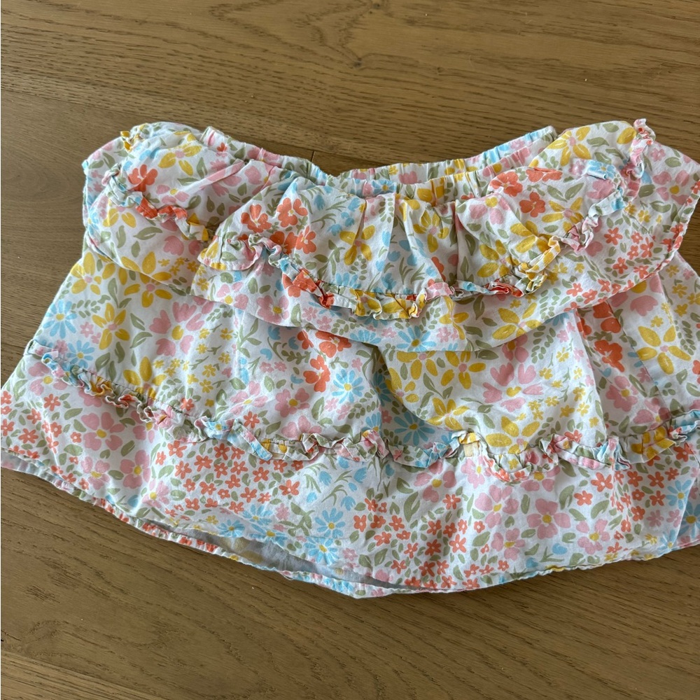 Posh Peanut Floral Ruffle Skirt - Pink, Yellow, Blue